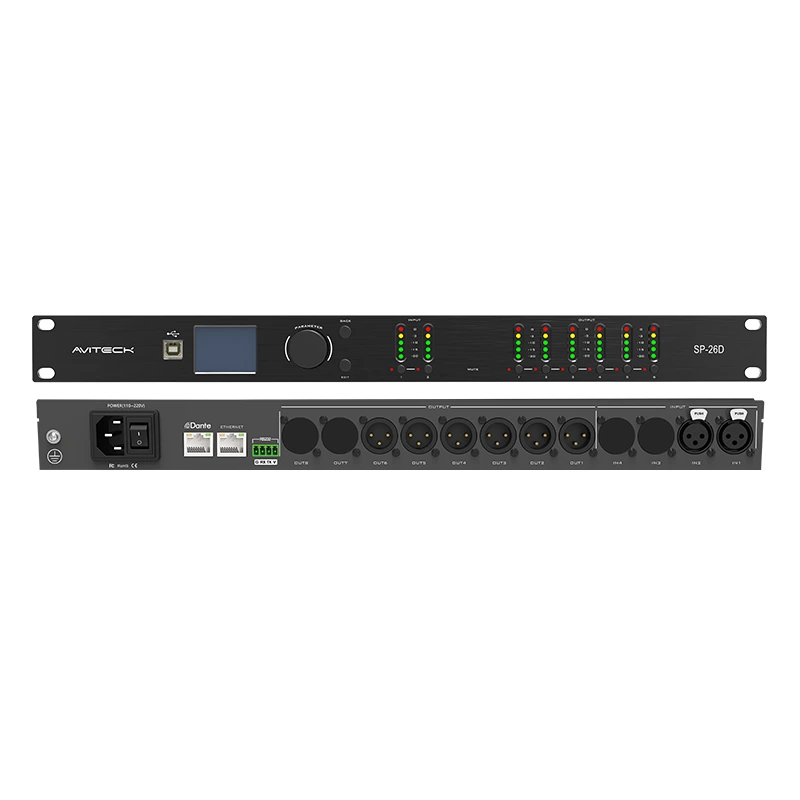 2in 6out Dante Speaker Management Processor