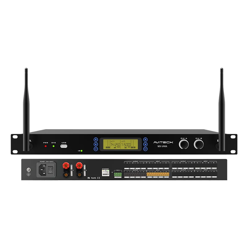 4CH DSP-versterker met draadloze microfoon