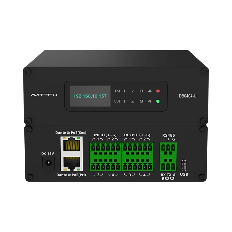 4-kanaals Dante DSP met USB