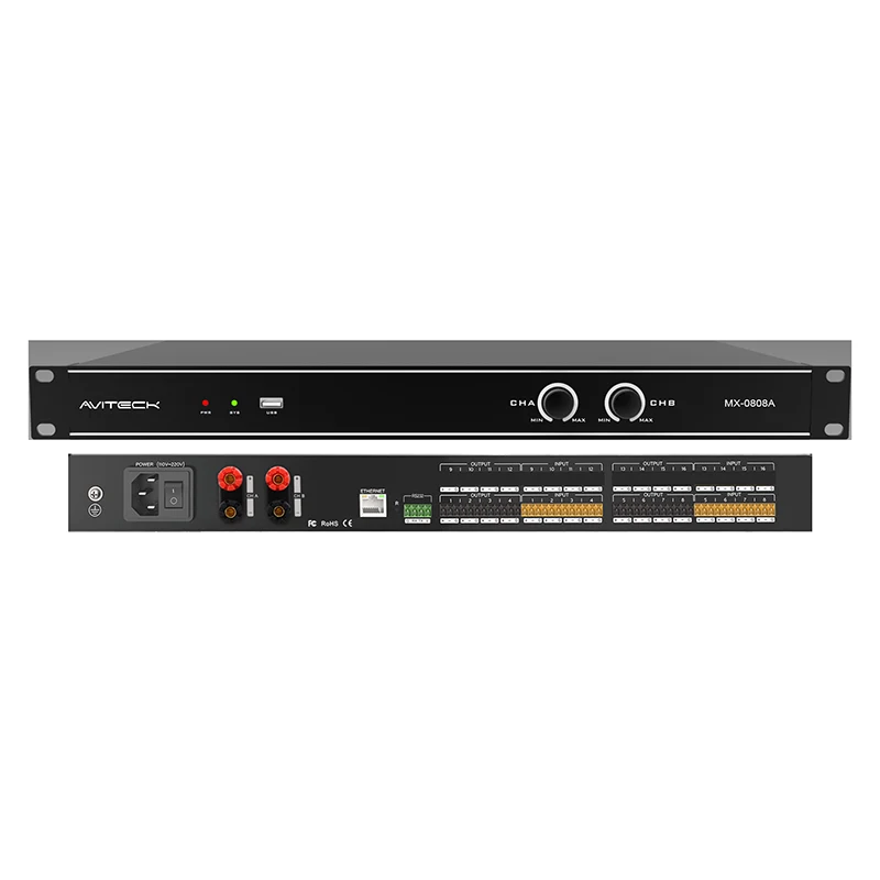 8CH DSP met 2x150W versterker